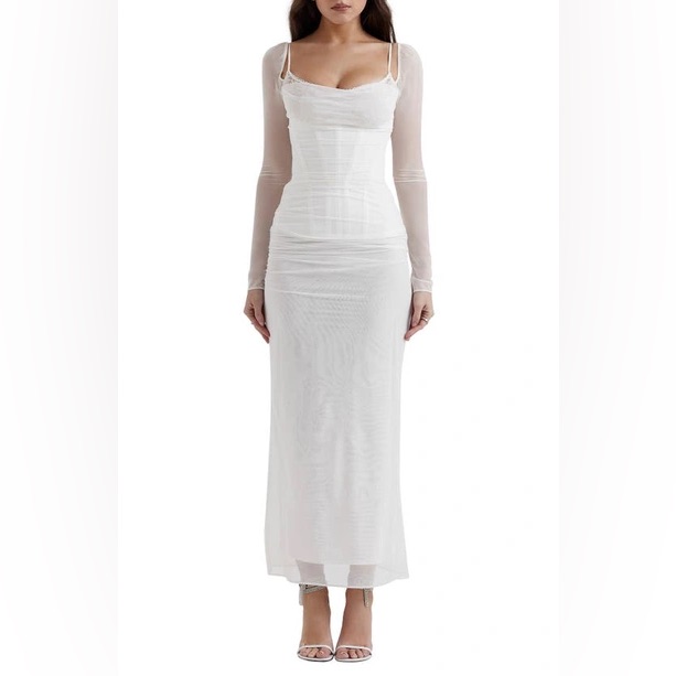 House Of Cb Katrina Mesh Maxi In White